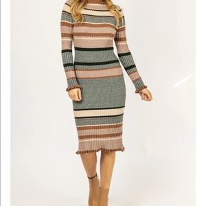 Striped Knit Midi Dress